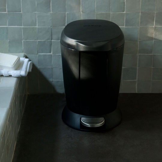 Simplehuman Plastic Waste Bin with Pedal Black 6L