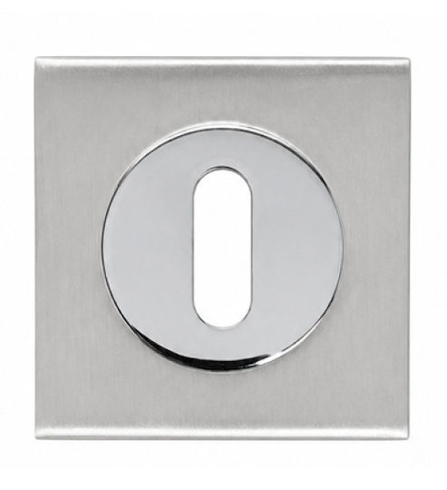 Square Interior Door Rosette Metal Backplate Simple Key White