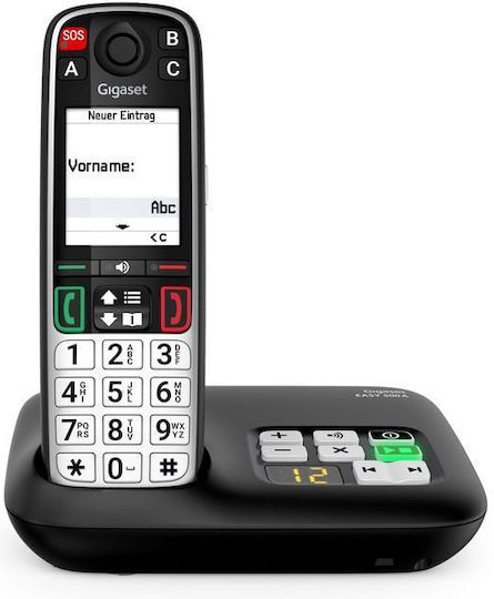 Gigaset Easy 500AM Schnurloses Telefon mit Griechischer Menüsprache Schwarz