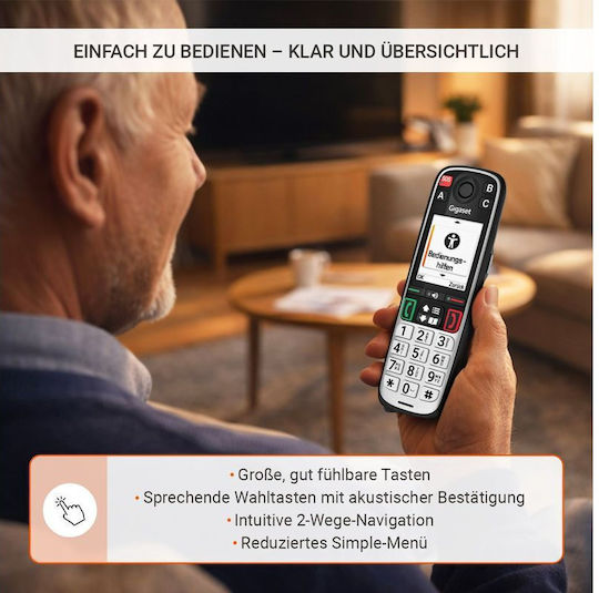Gigaset Easy 500AM Schnurloses Telefon mit Griechischer Menüsprache Schwarz