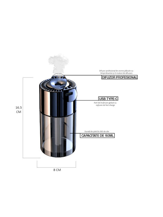 Difuzor De Aromaterapie Parfumat Pentru Mașină Casă Birou Reîncărcabil 4 Niveluri De Putere Esență De Parfum Inclusă