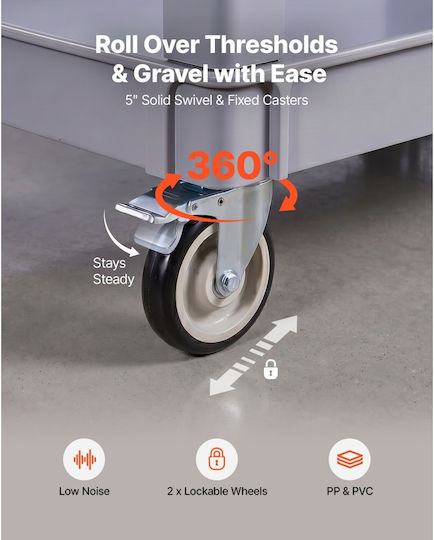 Vevor Καρότσι Μεταφοράς για Φορτίο Βάρους έως 250kg σε Γκρι Χρώμα