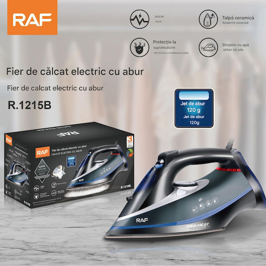 Raf Fier de Călcat cu Abur 2600W cu Placă Ceramică și Furnizare Continuă de Abur 35gr/min