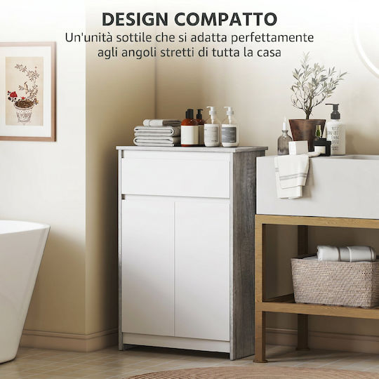 Kleankin Bathroom Cabinet 60x30x90cm Grey