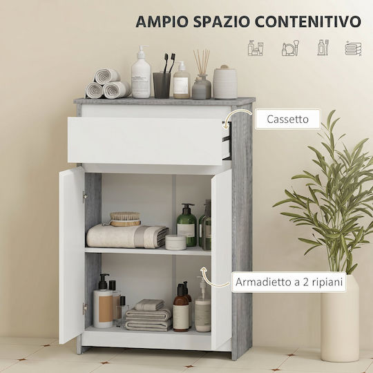 Kleankin Bathroom Cabinet 60x30x90cm Grey