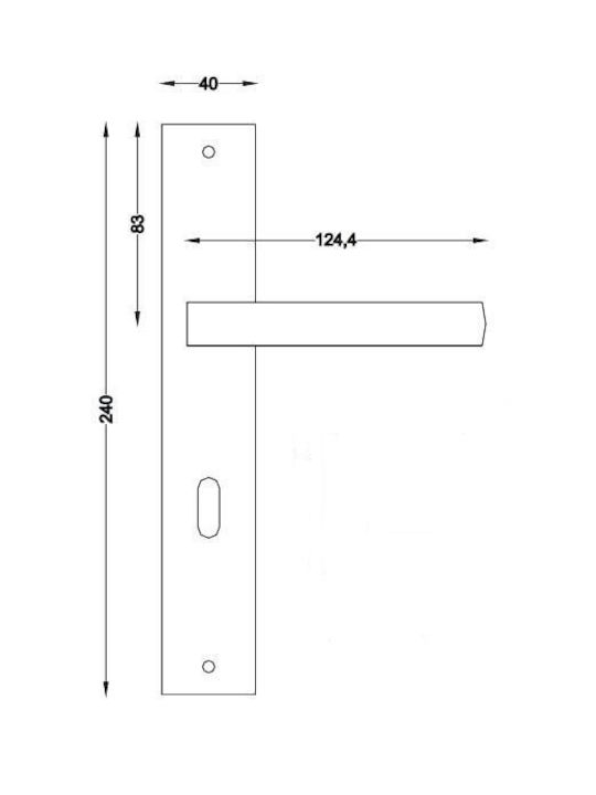 Perfect Perfect Middle Door Lever with Plate 241-17 Pair (Distance Between Lock Centers 90mm) Satin Nickel