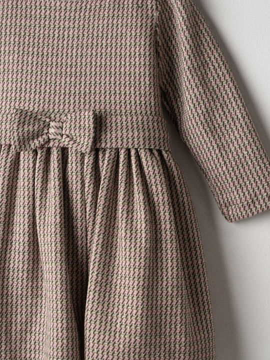 Mädchenkleid Futter Langärmelig Blumen Set aus 2 mit Mantel und Zubehör Rosa