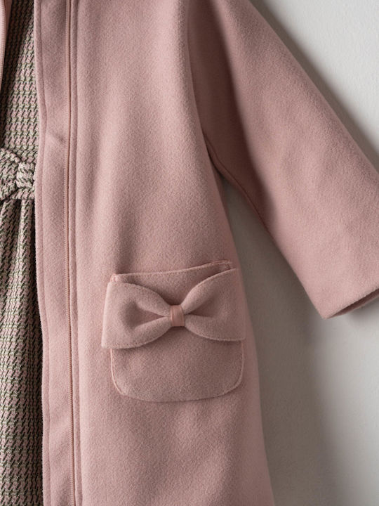 Mädchenkleid Futter Langärmelig Blumen Set aus 2 mit Mantel und Zubehör Rosa