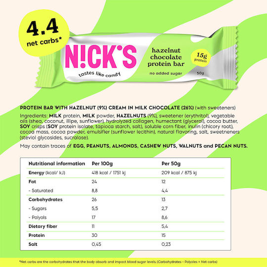 Nick's Ciocolată Cu Unt De Arahide 50 g
