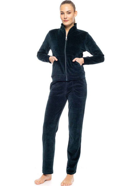 Velvet Blue Sweatpants Set