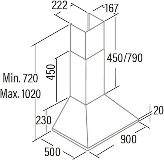 Cata Omega 900 Απορροφητήρας Καμινάδα 90cm Inox