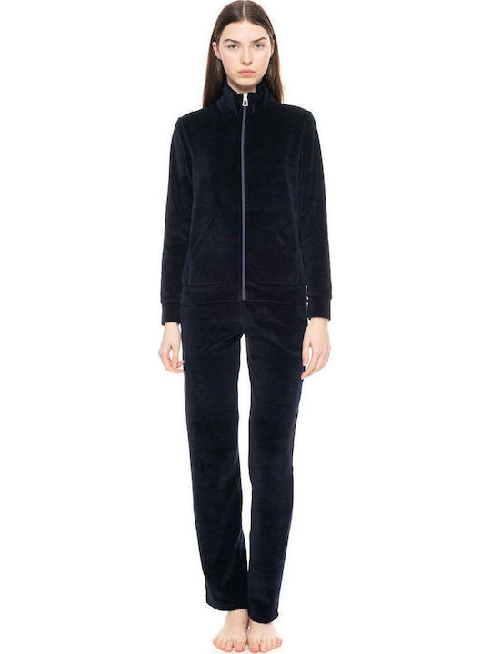 Velvet Blue Sweatpants Set