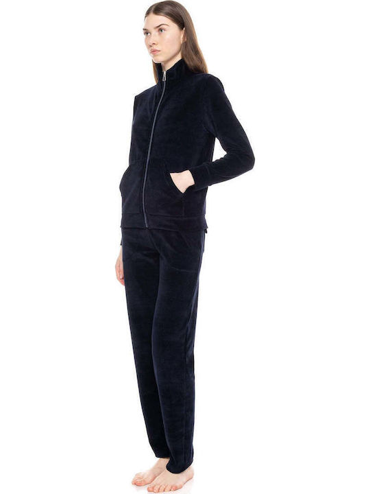 Velvet Blue Sweatpants Set