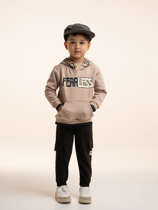 Kids Tracksuits Beige and Black 2 Pieces