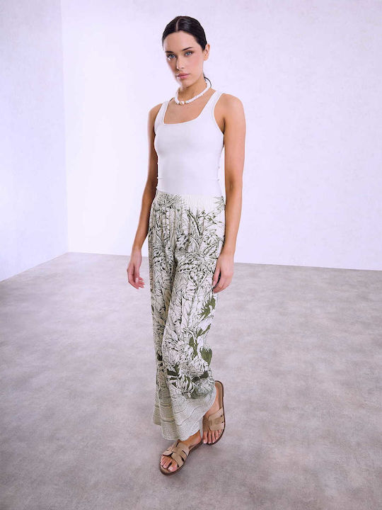 Celestino Damenhose Elastischer Bund Loose Fit Khaki