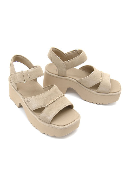 New Heights Ankle Strap Sandal Din piele întoarsă Sandale MUSTARD SEED