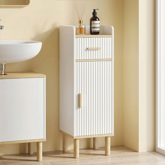HomCom Badezimmerschrank 32,5x29,5x91cm Eiche