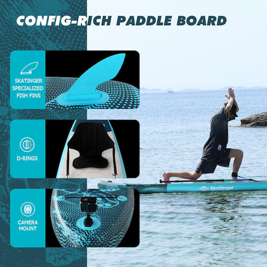 Skatinger Turtle Ocean Φουσκωτή Σανίδα SUP με Μήκος 3.2m Τιρκουάζ
