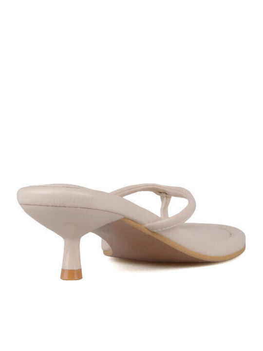 Mules With High Heel In Beige Colour