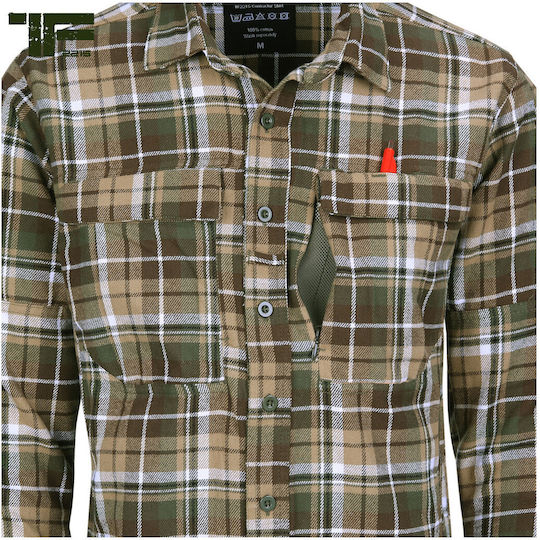 Cămașă Tf-2215 Contractor Flanelată Din Bumbac Maro Verde