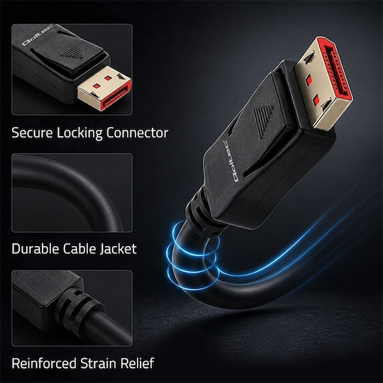 Qoltec DisplayPort male Cable - 1.5m Grey