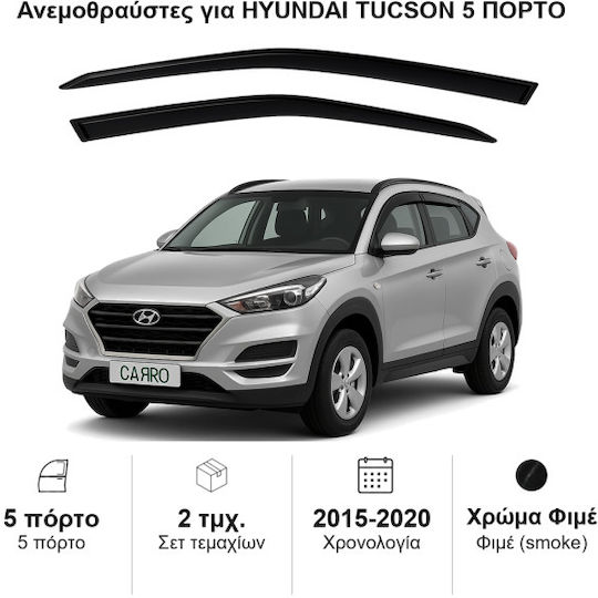 Heko Σετ Ανεμοθραύστες Αυτοκινήτου Μπροστινοί Σκούρο Φιμέ για Hyundai Tucson 2τμχ