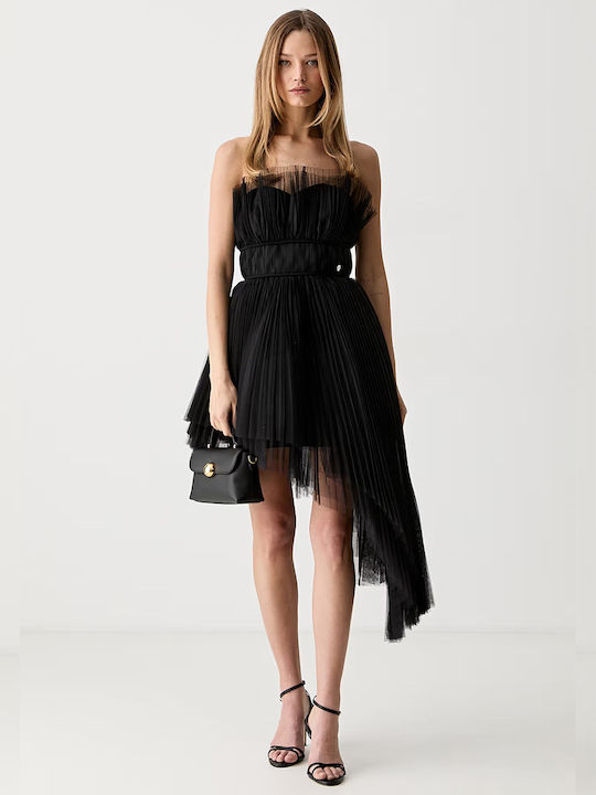 Summer Mini Evening Strapless Black Dress