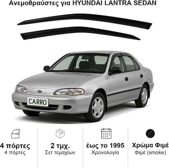 Heko Σετ Ανεμοθραύστες Αυτοκινήτου Μπροστινοί Σκούρο Φιμέ για Hyundai Lantra 2τμχ