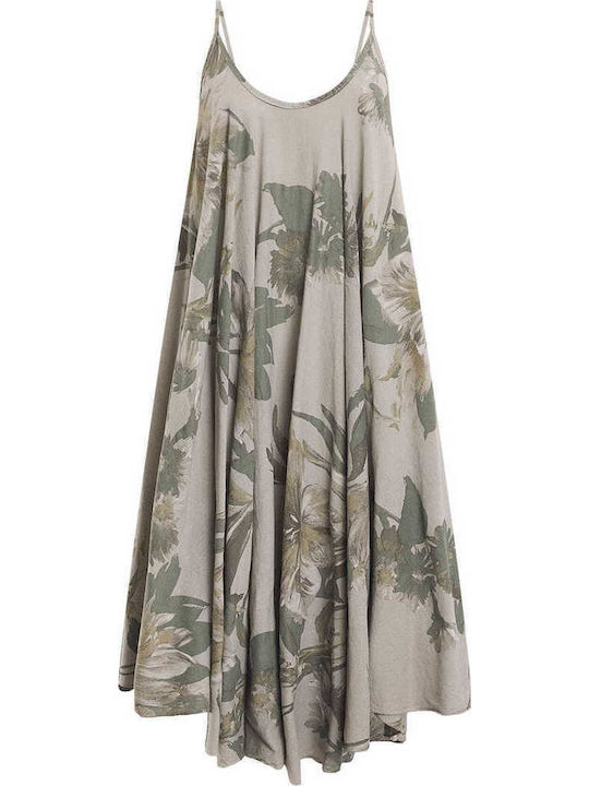 Celestino Rochie De Damă Midi Din Bumbac Loose Fit Maro Deschis
