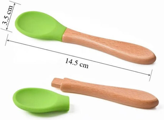 Set De Hrană Din Silicon Cu Bază Antiderapantă Verde 4 Piese