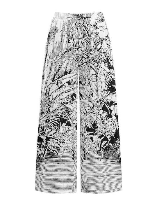 Celestino Damenhose Elastischer Bund Loose Fit Schwarz