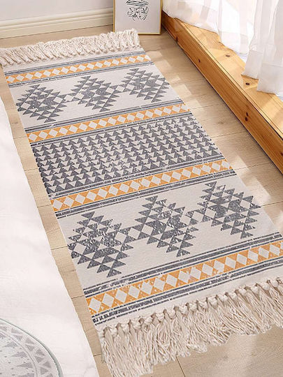 FRIPIA Килим Външен Памучен с Крошки 60x90см Сив и Оранжев