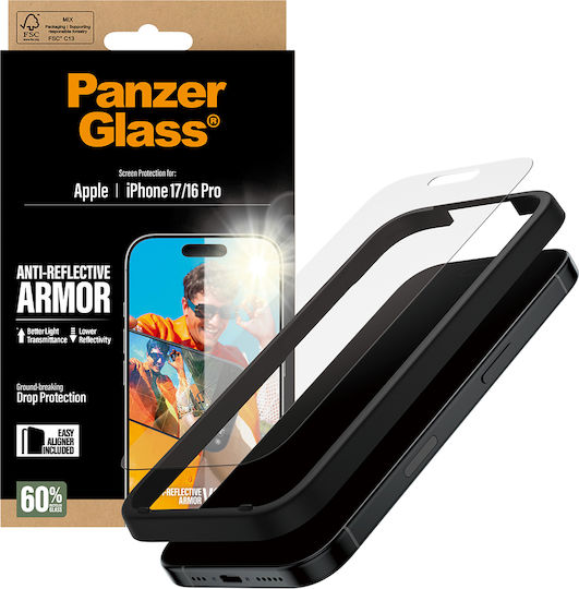 PanzerGlass Sticlă Tempered Glass Anti-Reflective Armor (iPhone 17 / 17 Pro / 16 Pro)