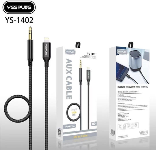 Yesplus 3.5mm To Lightning Cable Black 1.5m