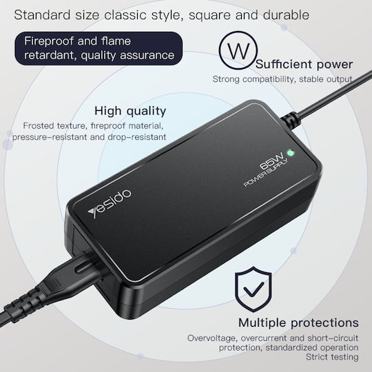 Yesido Universal Laptop Charger 65W 5A