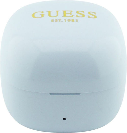 Guess Script Metal Logo Offenes Ohr Bluetooth Kopfhörer mit Schweißbeständigkeit und Ladekoffer Türkis
