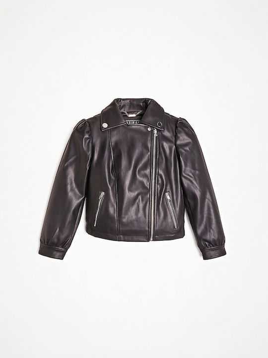 Kids' Leather Jacket Short Black