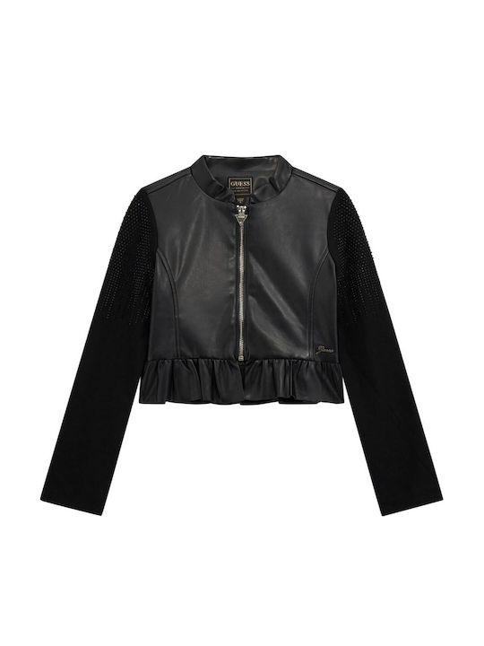 Kids' Leather Jacket Short Black