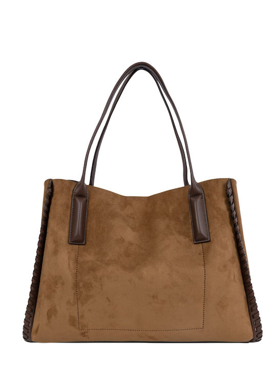 Fabric Women's Tote Bag Suede Almond