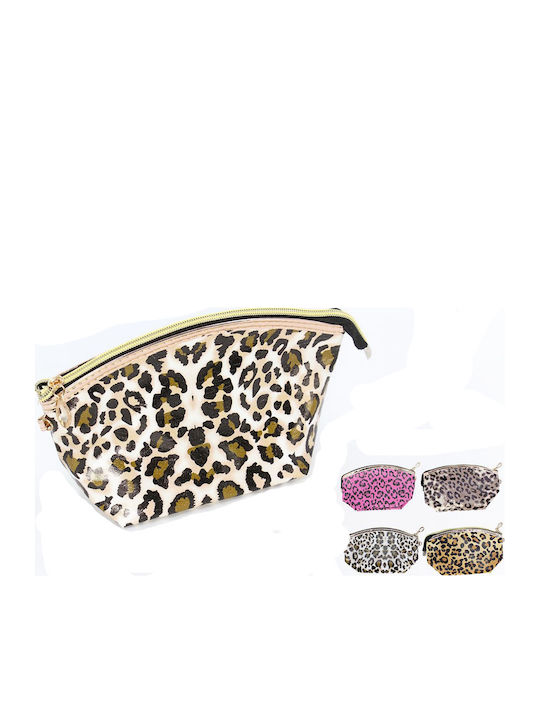 Toiletry Bag Oval Leopard 25x15x10 Fuchsia