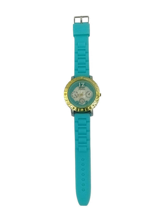 Womens Watch 40mm Battery with Turquoise Rubber Strap