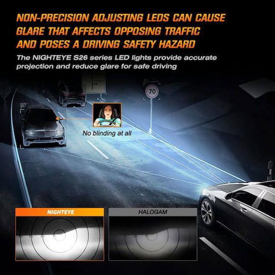 Nighteye A315 S26 H4 Car Lamps 200w 40000lm 6500k Cold White Ip68 2pcs