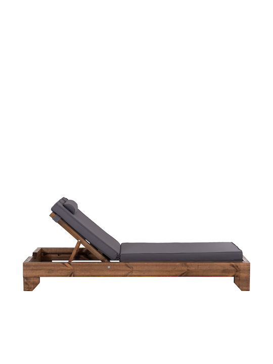 Wooden Sun Lounger with Pillow Grey 204x79x77cm