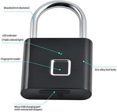 SPV Padlock Brass With Fingerprint Black