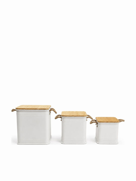 Metallic Storage Box with Lid Beige 26x26x26cm