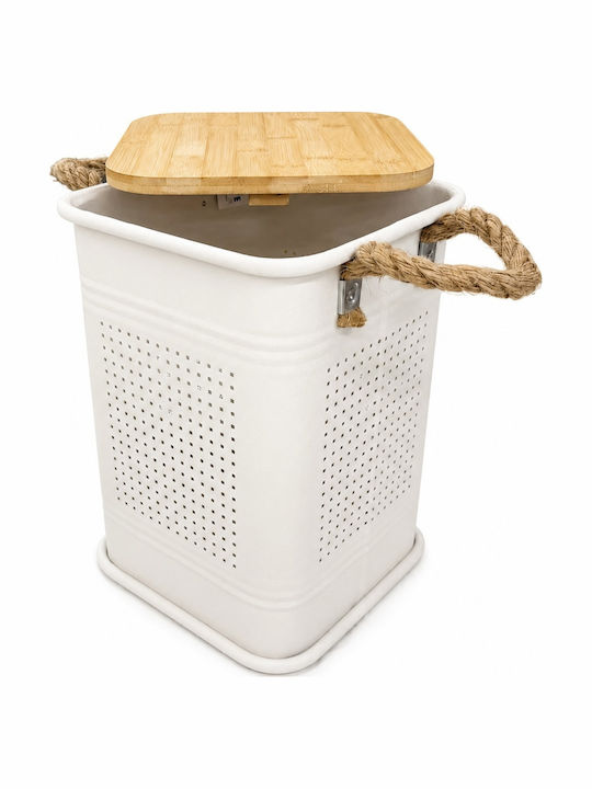 Metallische Aufbewahrungsbox mit Deckel Beige 24x24x34,5cm