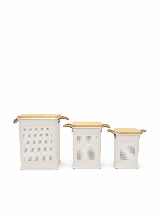 Metallische Aufbewahrungsbox mit Deckel Beige 28x28x41cm