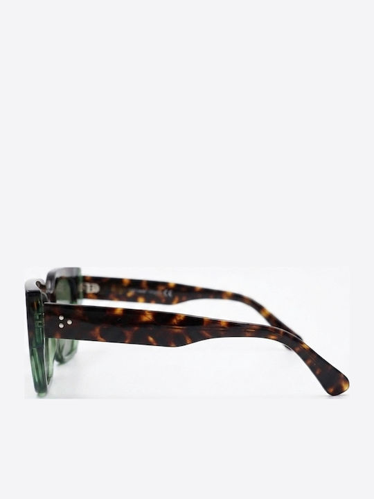 Max Air Women’s Sunglasses With Brown Tartaruga Horn-Rimmed Frame And Green Lens SA023