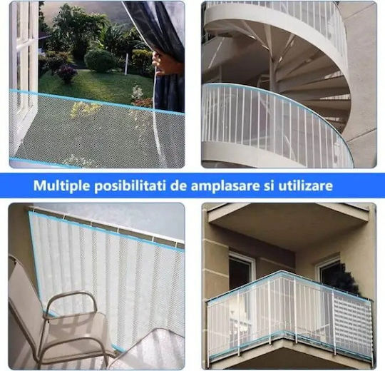 Plasă de Protecție pentru Pisici din Țesătură Albă 300 x 78 cm