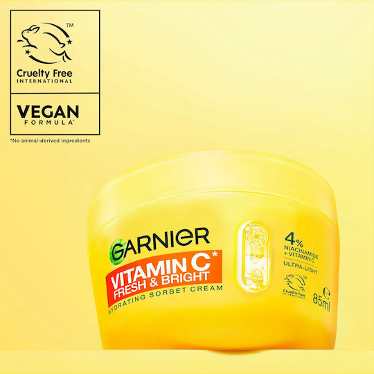 Garnier Vitamin C Fresh & Bright Light 48h Day Face Cream for Moisturizing & Brightening with Vitamin C & Niacinamide 85ml
